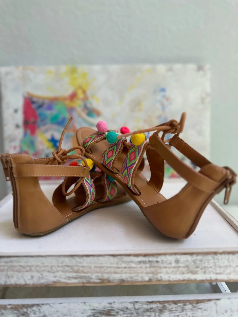Gap Girls Colorful Pom-Pom Sandals
